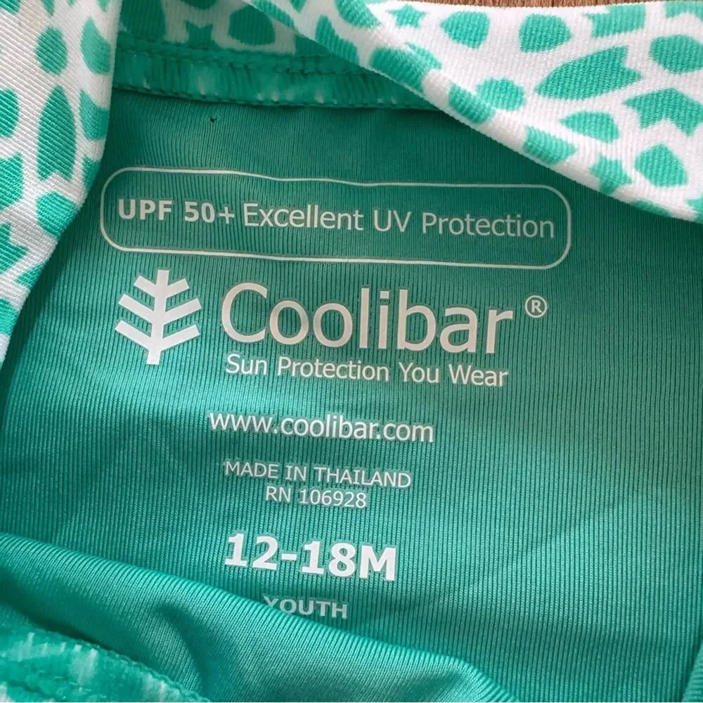 Coolibar Baby Beach One Piece Swimsuit UPF 50+ Mint Botanical Butterfly 12-18 M
